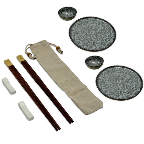 Cadeauset Premium palissander chopsticks 24k & Organic Greens servies