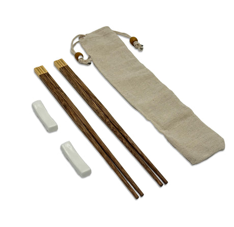 Luxe set NEWREA Ji-chu-mi chopsticks 24k goud - Beige zakje