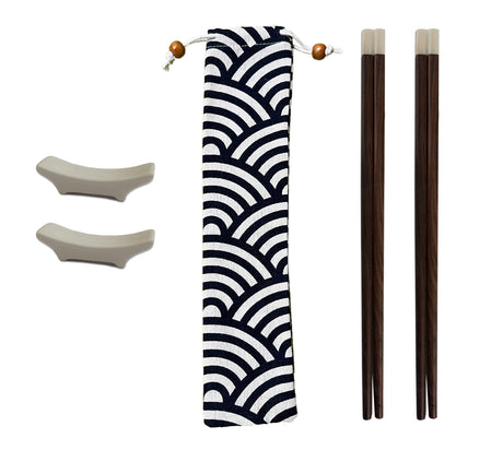 Luxe set Mahony chopsticks met parelmoer
