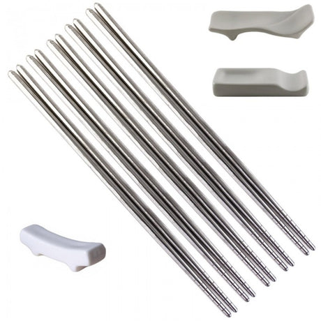 Set van 5 paar ronde stalen chopsticks